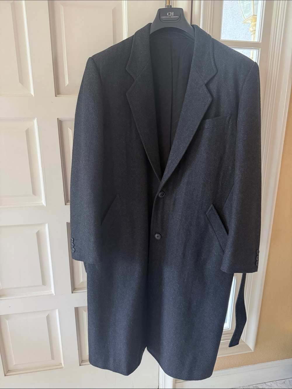Boss Men's Dark Gray Wool Trench Coat